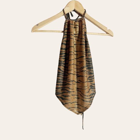 Hansen & Gretel Y2K Zebra Animal Print Striped Halter Top Size XXS - Picture 2 of 10